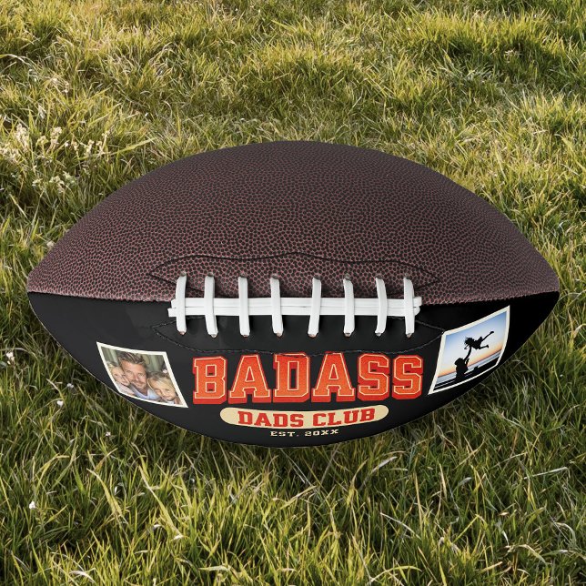Custom Badass Dad Club Retro Cool Photo Collage Football (Creator Uploaded)