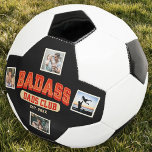 Custom Badass Dad Club Retro Cool Photo Collage Soccer Ball<br><div class="desc">Join the Badass Dad Club with this cool soccer ball! Trendy photo collage design for a fun Father's Day gift. Cheers to awesome dads!</div>