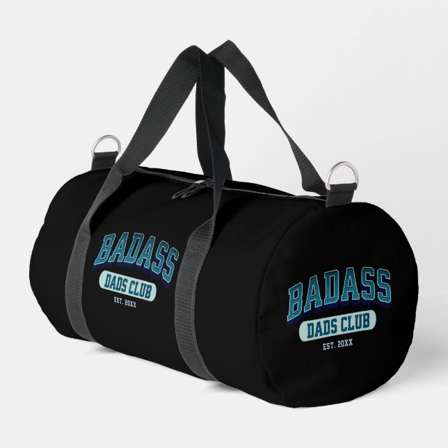 Custom Badass Dad Club Retro Cool Trendy Fun Duffle Bag (Left Corner)