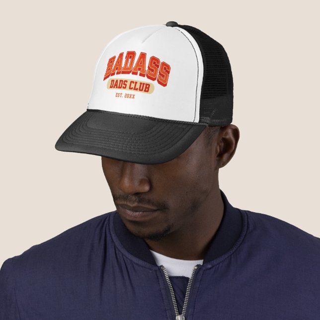 Custom Badass Dad Club Retro Cool Trendy Fun Trucker Hat (In Situ)