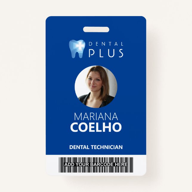 Custom Badge - Logo, Photo, Name and Barcode ID Badge (Front)
