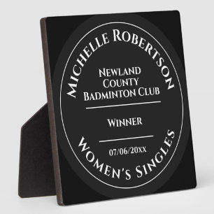 Custom Badminton Club Tournament Placement Trophy Plaque