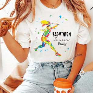 Custom Badminton Queen Colourful Abstract Athlete Tri-Blend Shirt