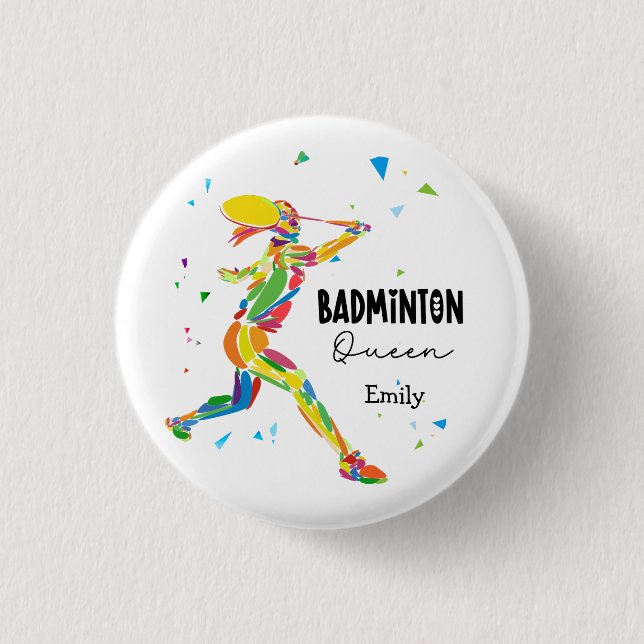 Custom Badminton Queen Colourful Abstract Player 3 Cm Round Badge (Front)