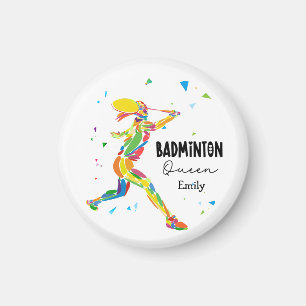 Custom Badminton Queen Colourful Abstract Player Magnet