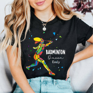 Custom Badminton Queen Vibrant Abstract Player Tri-Blend Shirt