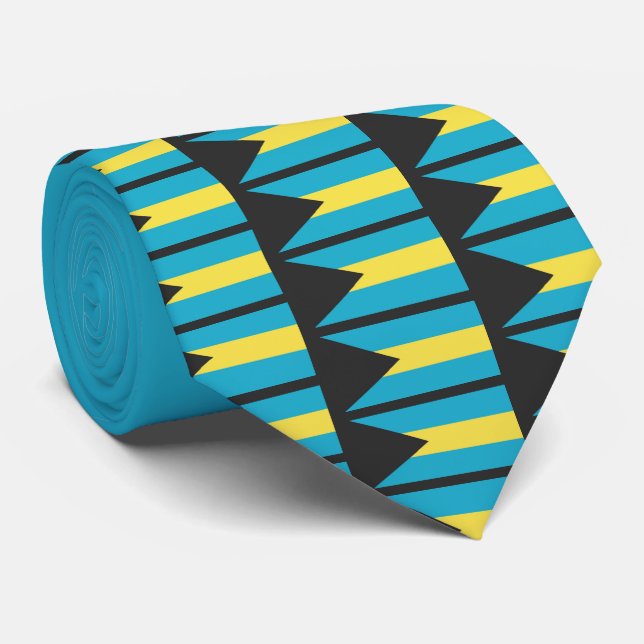 Custom BAHAMAS FLAG Monogram Neck Tie (Rolled)