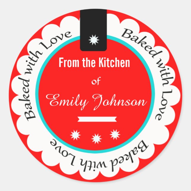 Custom Baked With Love Stickers Gift Tag Labels (Front)