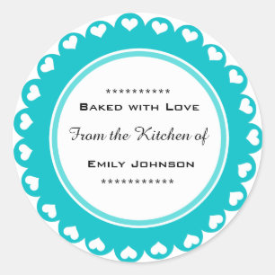 Custom Baked With Love Stickers Gift Tag Labels