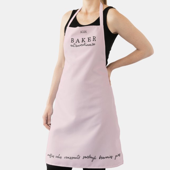 Custom Baker Extraordinaire Pink Large Apron (Insitu)