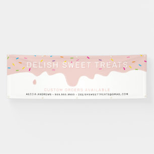 CUSTOM Baker Frosting colourful sprinkles blush Banner
