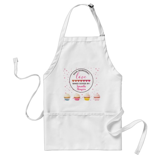Custom Baker's Name Main Ingredient Love Cupcake Standard Apron (Front)
