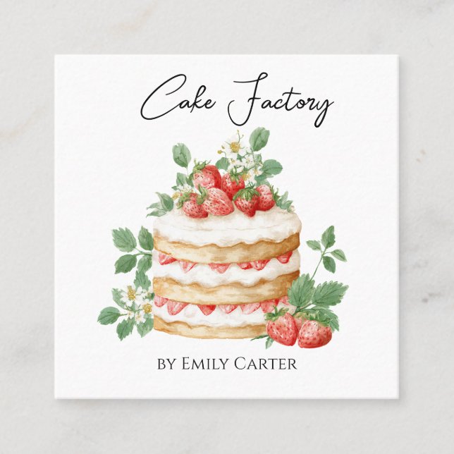 Custom Bakery Business Card Strawberry Design (Front)