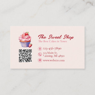 Custom Bakery Business Card with QR Code 