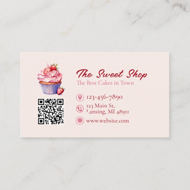 Custom Bakery Business Card with QR Code  (Back)