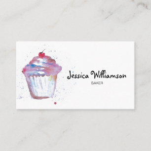 Custom Bakery Business Cute Cupcake  Business Card
