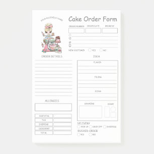 Custom Bakery Cake Order Form Post-it Notes