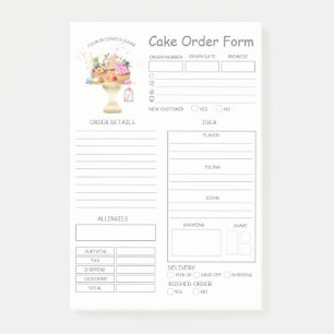 Custom Bakery Cake Order Form Post-it Notes