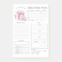 Custom  Bakery Cake Order Form Post-it Notes