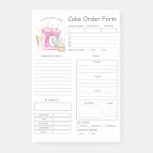 Custom Bakery Cake Order Form Post-it Notes