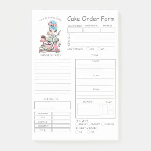 Custom Bakery Cake Order Form Post-it Notes