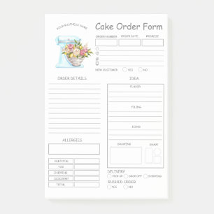 Custom  Bakery Cake Order Form Post-it Notes