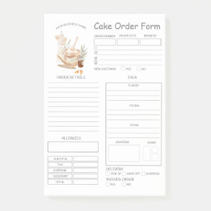 Custom Bakery Cake Order Form Post-it Notes