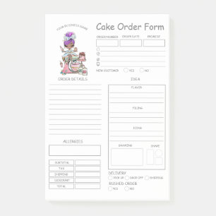 Custom  Bakery Cake Order Form Post-it Notes