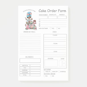 Custom Bakery Cake Order Form Post-it Notes
