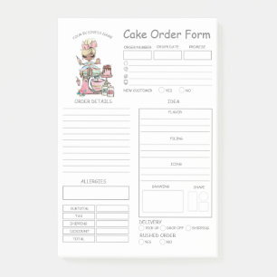 Custom  Bakery Cake Order Form Post-it Notes