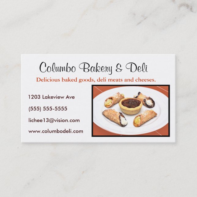 Custom Bakery, Deli or Cafe Business Card (Front)