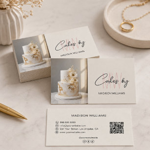 Custom Bakery Monogram Logo QR Pastry Chef Business Card