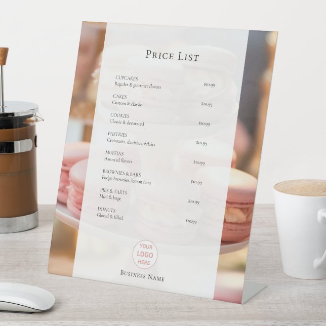 Custom Bakery Price List Menu Pedestal Sign (In SItu)