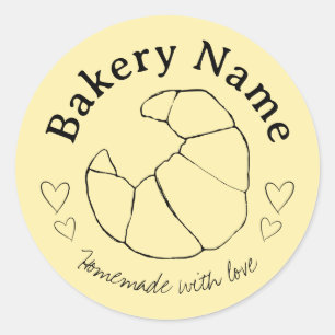 Custom Bakery Stickers Croissant & Hearts