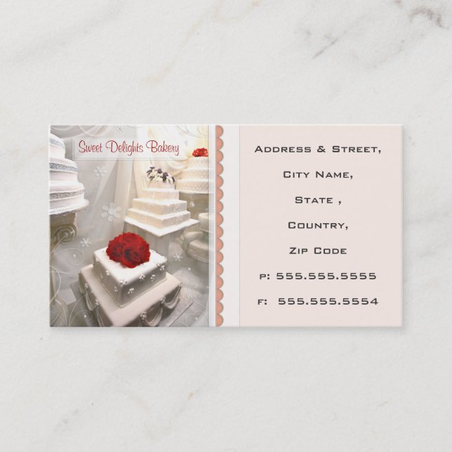 Custom Bakery / Wedding Cakes  Business Card (Front)