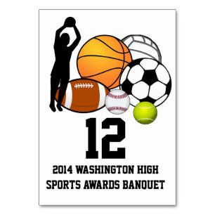 Custom Ball Sports Banquet Table Number Card