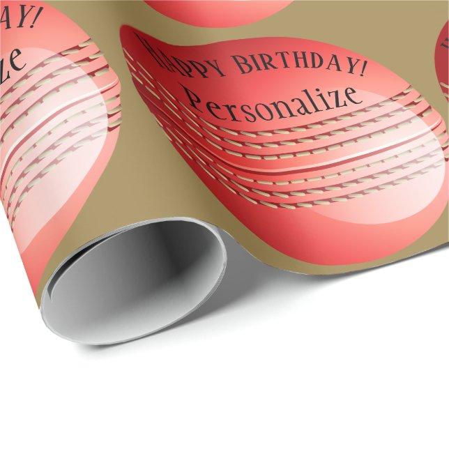 Custom Baller Cricket Ball Name Happy Birthday Wrapping Paper (Roll Corner)