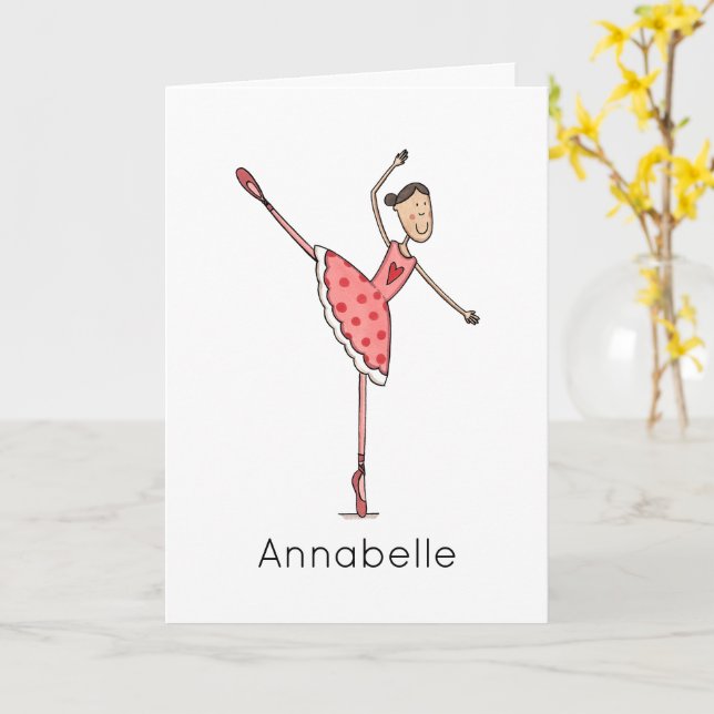 Custom Ballerina Birthday  Card (Yellow Flower)