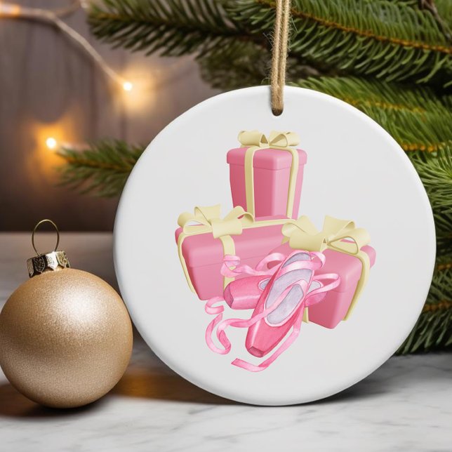 Custom Ballerina Dancer, personalized pointe shoe Ceramic Tree Decoration (Creator Uploaded)
