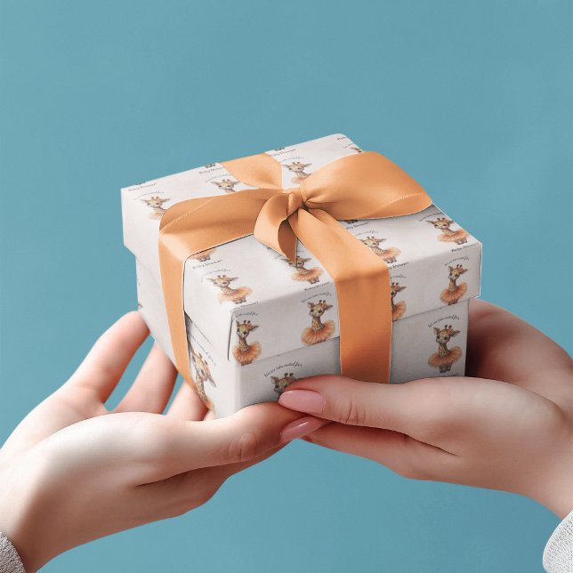 Custom Ballerina Giraffe Tutu Baby Girl Shower Wrapping Paper (Creator Uploaded)