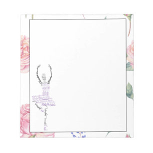 Custom Ballerina Natasha   Rose Watercolor Border Notepad