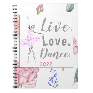 Custom Ballerina   Rose Watercolor Border Notebook