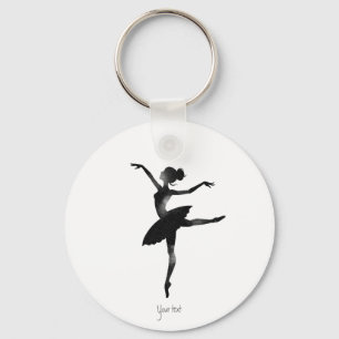 Custom Ballerina watercolor stylish chic charcoal Key Ring