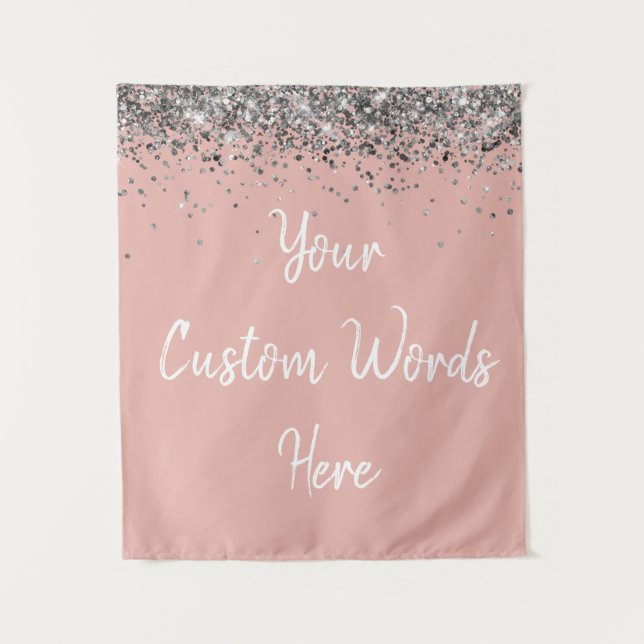 Custom Ballet Pink Silver Personalised Photo Booth Tapestry (Front)