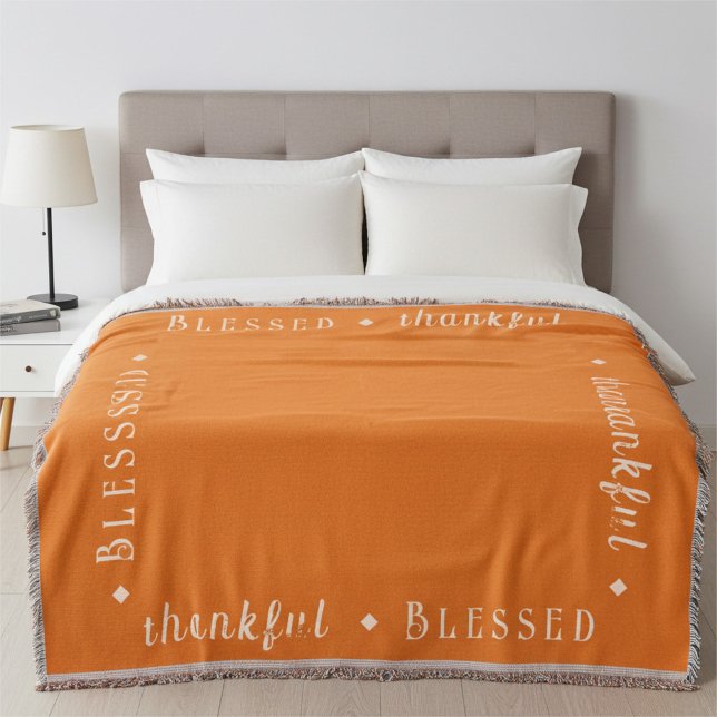 Custom Bamboo Blessed and thankful Thanksgiving Throw Blanket (Creator Uploaded)