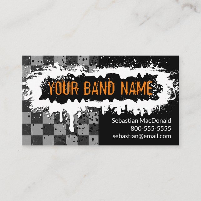 Custom Band Biz Card Punk Rock Music Musician (Front)