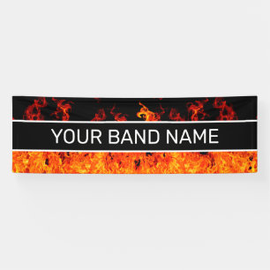 Custom Band Merch Flames Rock & Roll Gig Show Banner