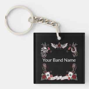 Custom Band Merch Rockabilly Rock & Roll Music Key Ring
