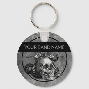 Custom Band Merch Skull Rock Metal Music Musician Key Ring