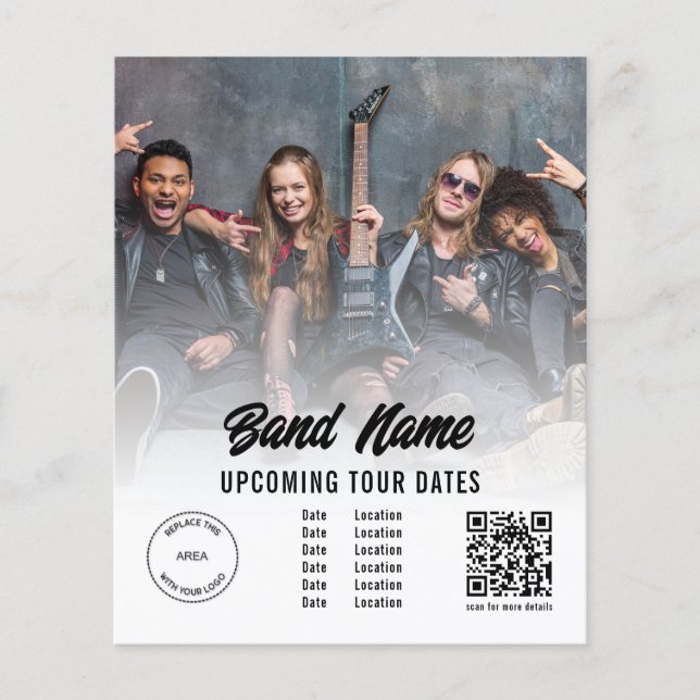 Custom Band Photo Logo QR Code Gigs Tour Dates Flyer (Front)